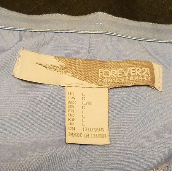 👗 Forever 21 Blue Strapless Floral Lace Dress Size Large - Picture 11 of 14